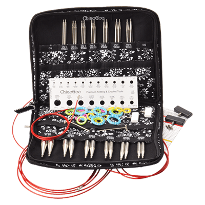 ChiaoGoo Interchangeable Needle set - 13cm (5 inch)- Twist Red Lace - Complete set