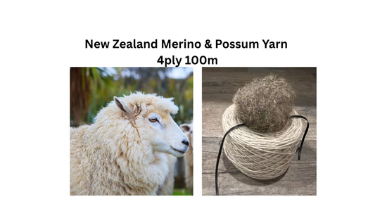 New Zealand Merino Possum Yarn 4ply 100g 400m - Natural undyed colour -Unwind & Knit with Me