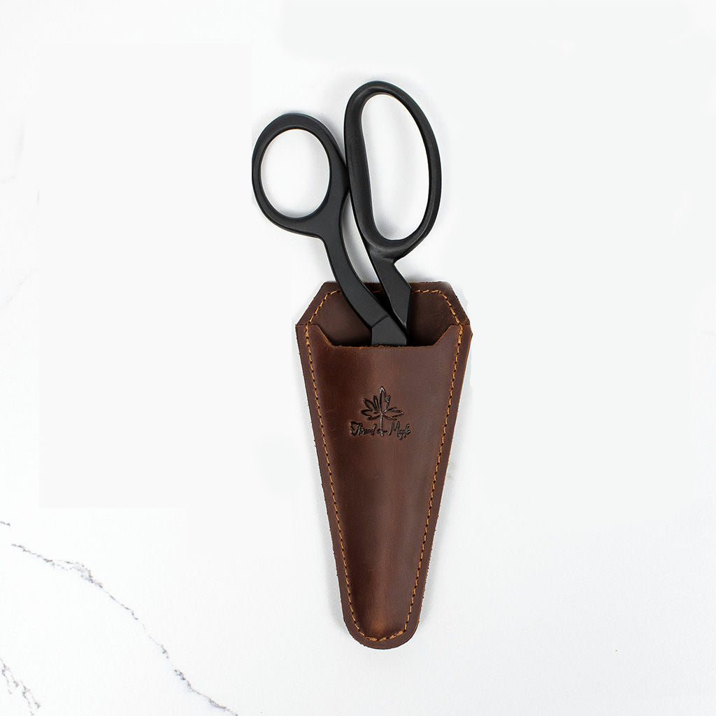 Thread & Maple Leather Tall Magnetic Scissors Sheath - Whiskey