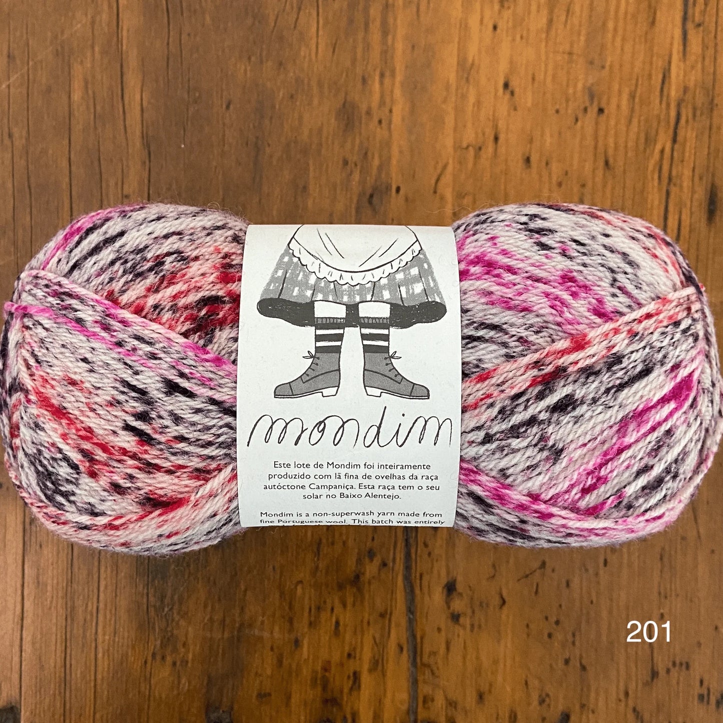 MONDIM non-superwash sock yarn - 100% fine portuguese wool 100g 385m