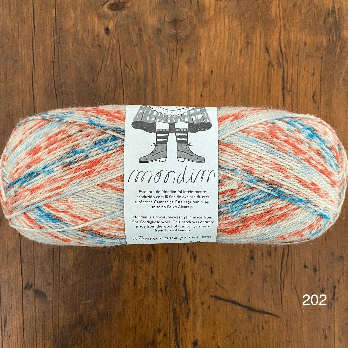 MONDIM non-superwash sock yarn - 100% fine portuguese wool 100g 385m