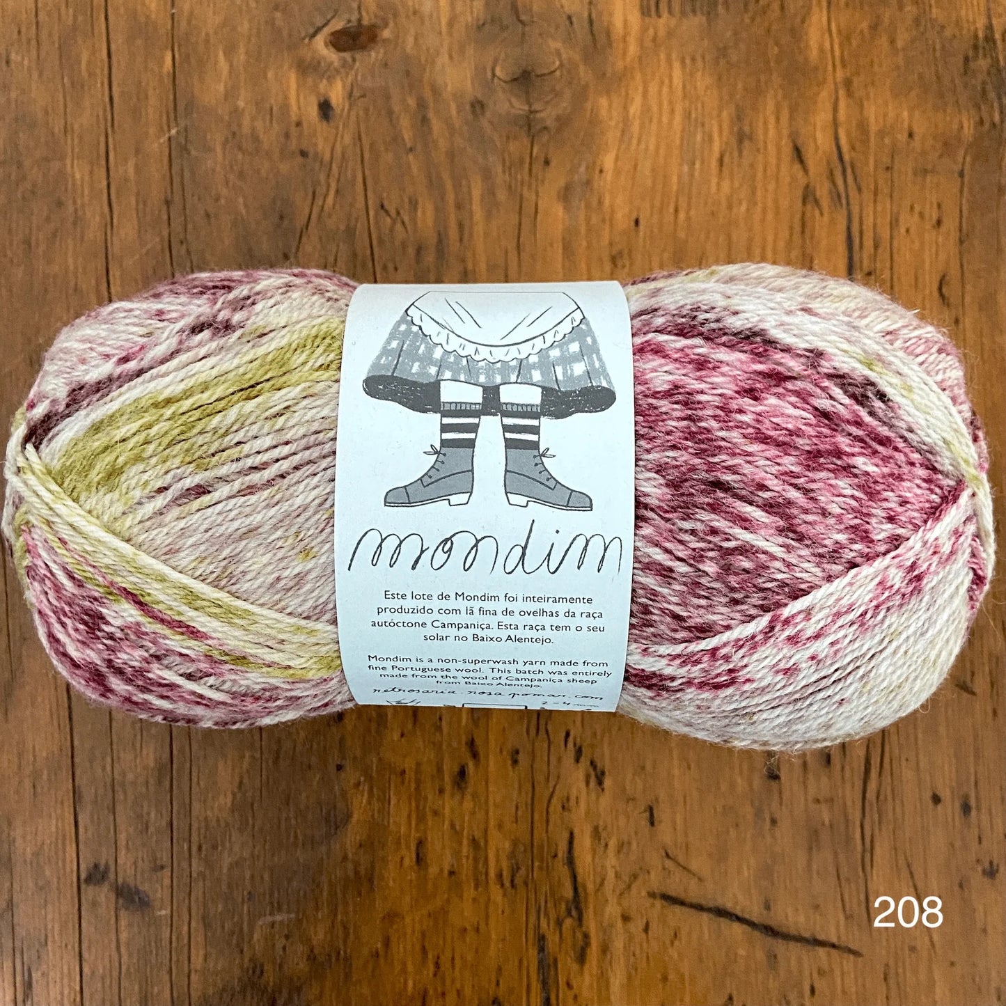 MONDIM non-superwash sock yarn - 100% fine portuguese wool 100g 385m