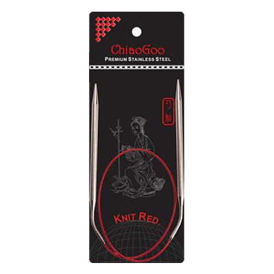 ChiaoGoo Knit Red Circular  40cm (16") Red Cable Fixed - Stainless Steel Needles