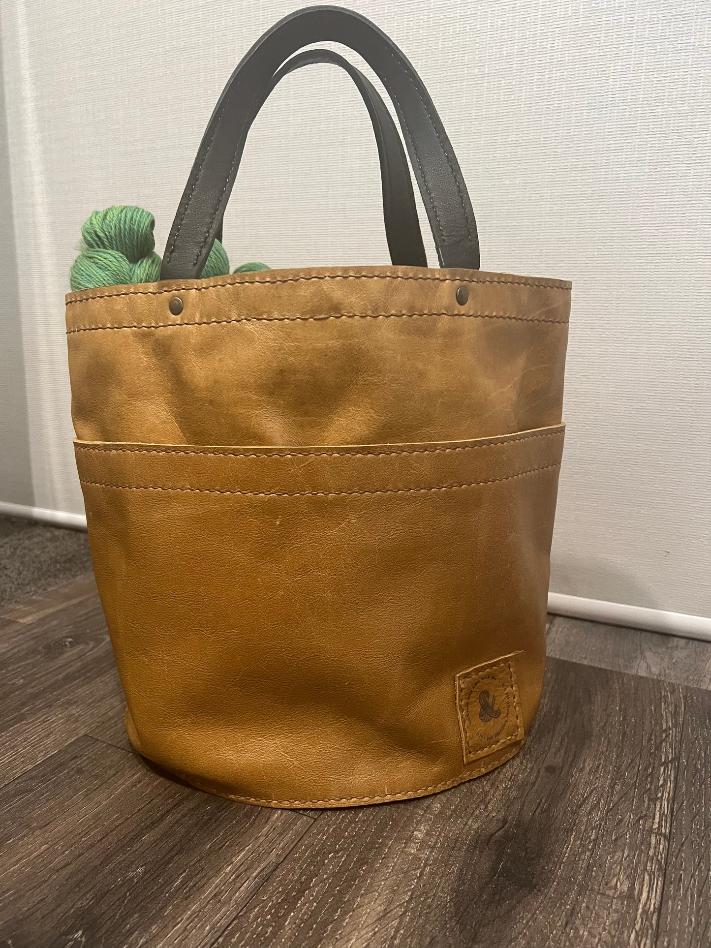 Leather Bucket Bag - 100% Genuine Leather - Handmade Project bag